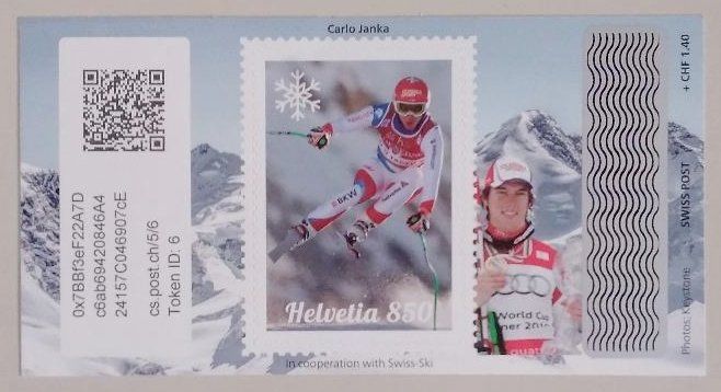 Tutti i francobolli: Swiss Crypto Stamp 5.0 ID 6 " Carlo Janka" mit NFT – Nuovo (secondo la descrizione) da Basel venduto da TokenID1