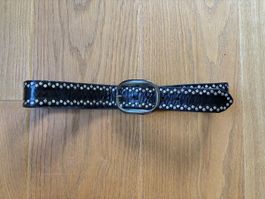 Globus Ledergürtel schwarz Nieten, Grösse 80