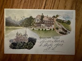 Antike Postkarte, Gruss vom Gurten Bern, gel. 1900