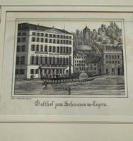 Antike Lithografie "Gasthof zum Schwanen in Luzern" ca. 1840