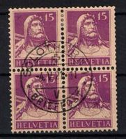 1914 Tell im 4er-Block ʘ  (Nr.128a stupfviolett)