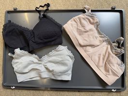 3 Still BHs schwarz grau rosa XS und S