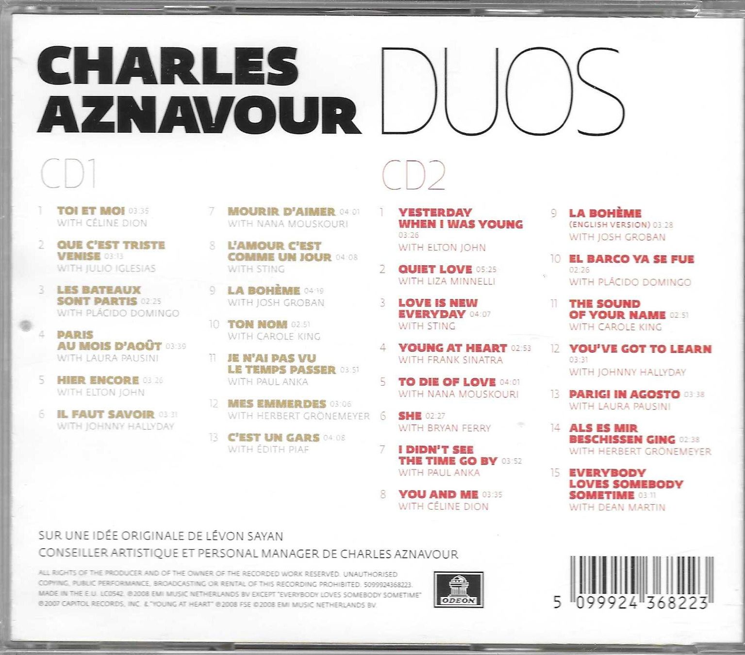 CD: CHARLES AZNAVOUR  -  DUOS  ( 2 CD ) – Usato da Bex venduto da Giorgiob 1