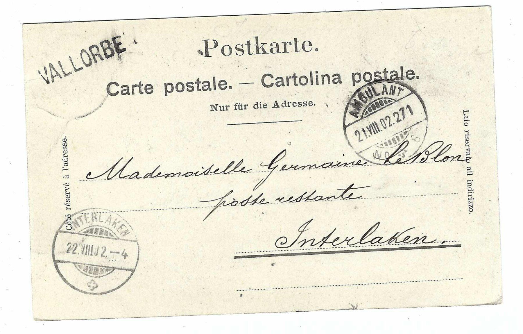 Tutti i francobolli: Stabstempel Vallorbe 1902 8o – Usato da Aarau venduto da fussball-fussball