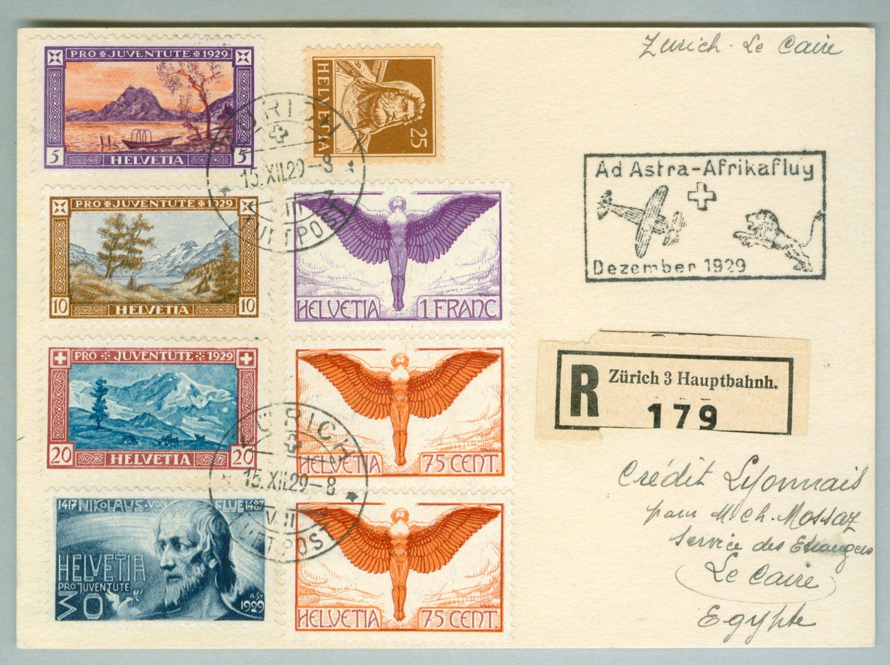 Tutti i francobolli: 1929 Schweiz Flugpost SF – Usato da Zürich venduto da yago-rot