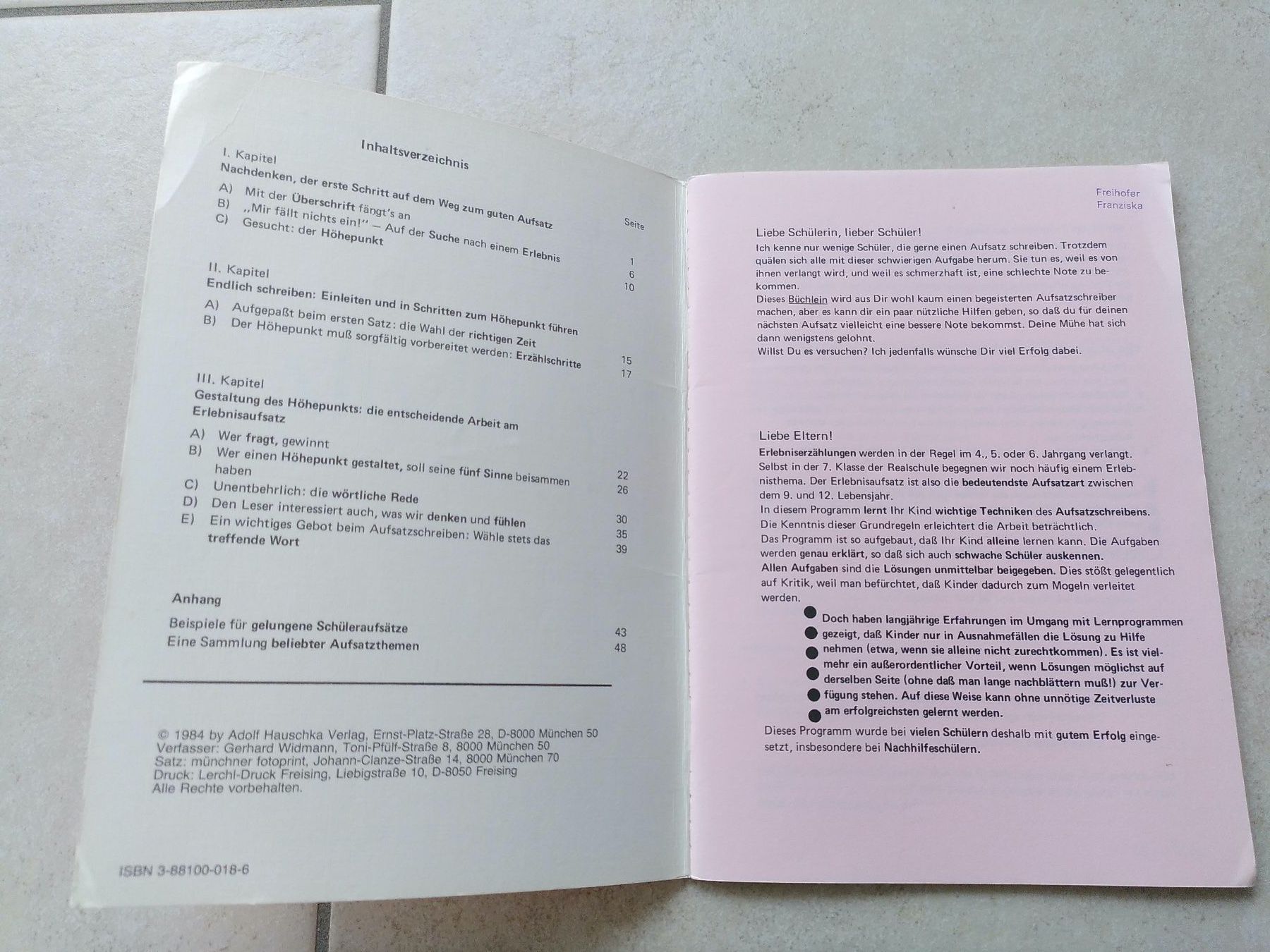 Libri: AUFSATZ/ ERLEBNISERZÄHLUNG – Usato da Brugg AG venduto da olamim 1