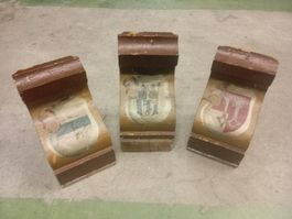 3x Wappenholzteile 19. Jahrhundert guter Zustand