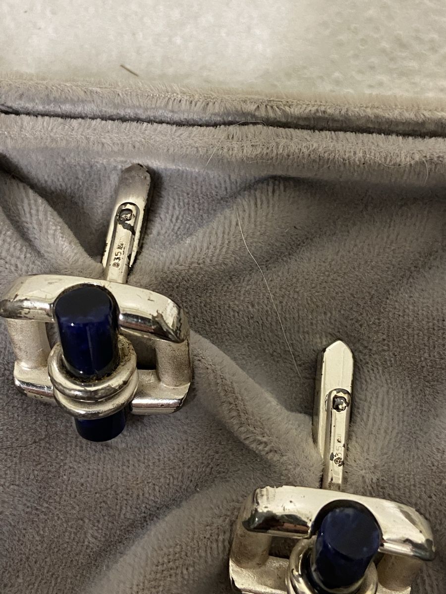 Gemelli: Jacques Fath Paris Manschettenknöpfe 835Silber/Lapislazuli – Usato da Dietikon venduto da brocki-eyra 2