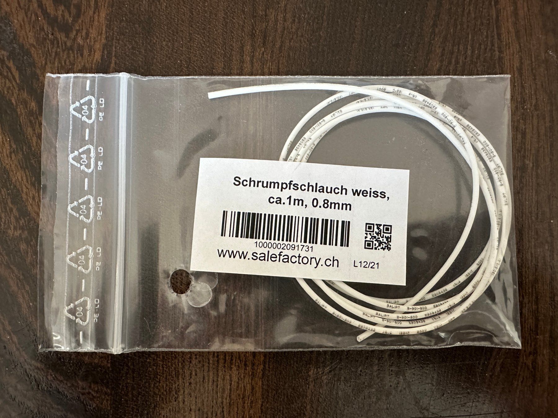 Elektronikbauteile: Schrumpfschlauch 0.8mm weiss - ca.1m – Neu und originalverpackt aus Lausanne von brixton