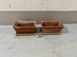 2 Balkonblumenkästen Terrakotta mit Untersetzer