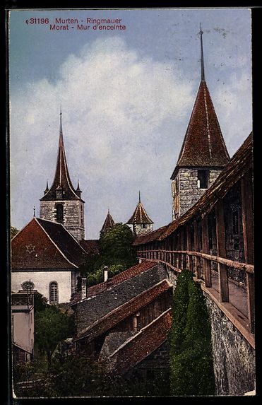 Cartoline postali: AK Murten, Ringmauer – Usato da Berlin venduto da bartko-reher
