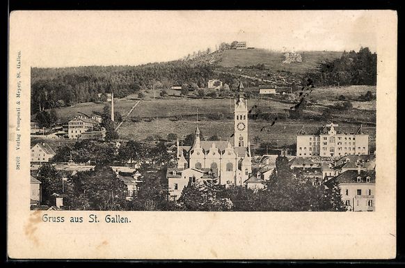 Ansichtskarten: AK St. Gallen, Ortsansicht mit Kirche – Gebraucht aus Berlin von bartko-reher