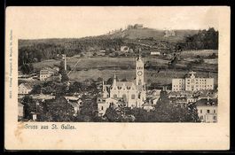 AK St. Gallen, Ortsansicht mit Kirche
