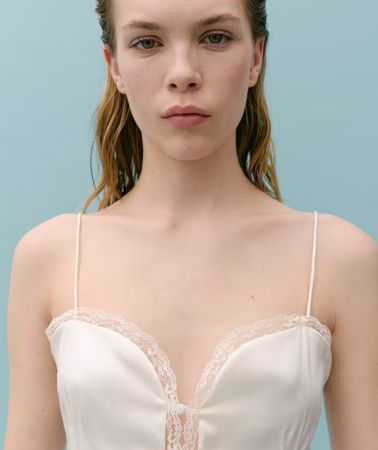 🤩VICTORIA BECKHAM X MANGO LINGERIE-TOP AUS SEIDE ECRU NEU