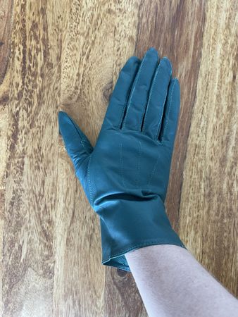 Lederhandschuhe petrol/grün