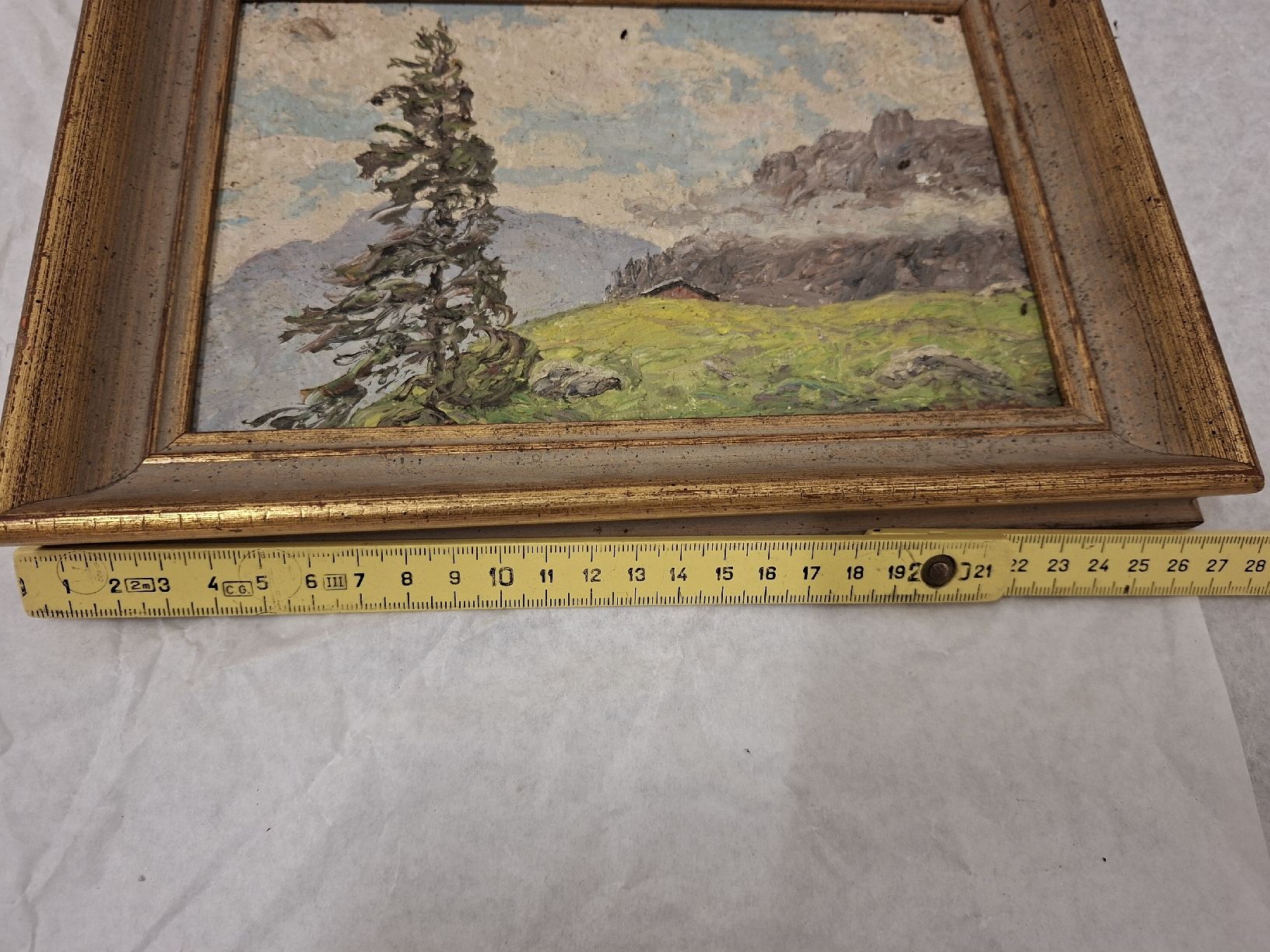 Gemälde: Gemälde Berglandschaft mit Baum signiert – Gebraucht aus Olten von Mezopotamya 4