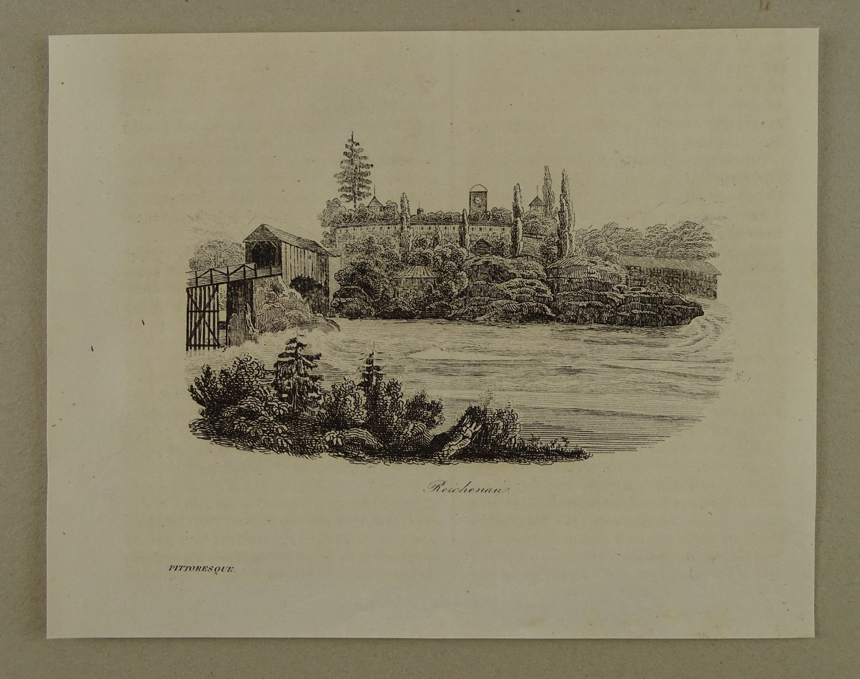 Incisioni: REICHENAU, GRAUBÜNDEN, STAHLSTICH 1836 – Usato da Grüningen venduto da Kartensammler 1