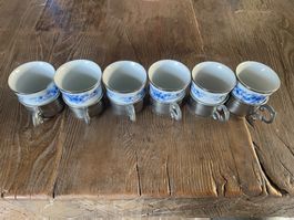 Zinn 95% mit Porzellan Becher Lot Bareuther Waldsassen