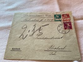 Lettre affranchissement 3 couleurs Birr-Lupfig  1929