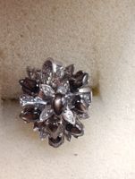 Vintage 18k. Weißgold vergoldete Ring schwarze Stern Saphir