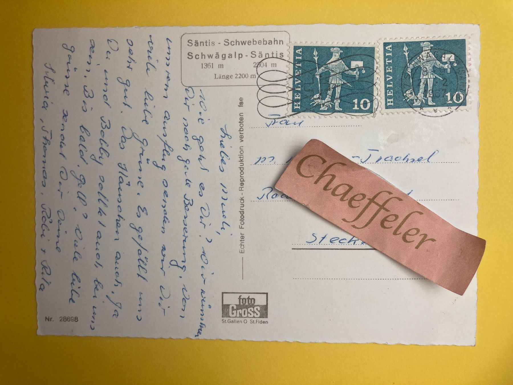 Cartoline postali: 1967 Schwägalp-Säntis – Usato da Zürich venduto da Chaeffeler 1