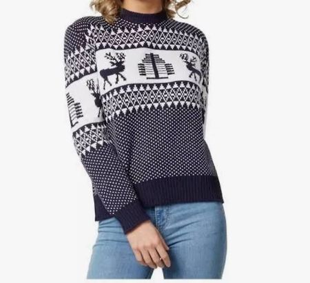 neuer Damen Weihnachtspullover Grösse XXL, blau/weiss