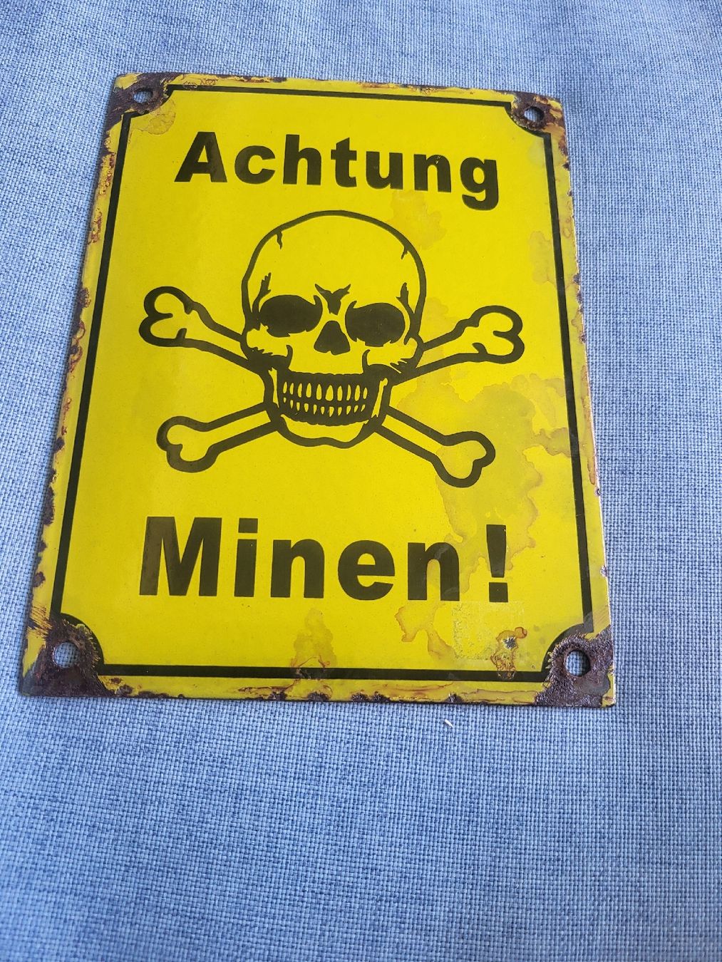 Schilder: Emailschild Achtung Minen – Gebraucht aus Gutenswil von ghekko88