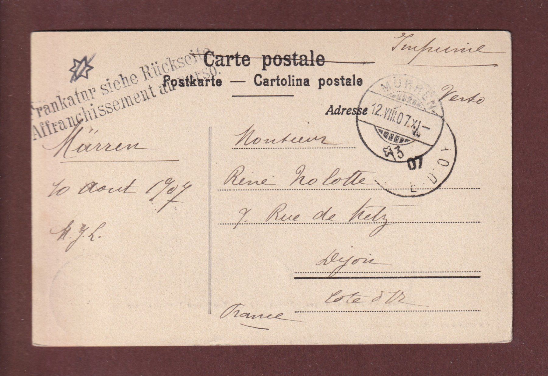 Cartes postales: MÜRREN - Hôtel des Alpes - 1907 – D'occasion à Pully par nicecards 1