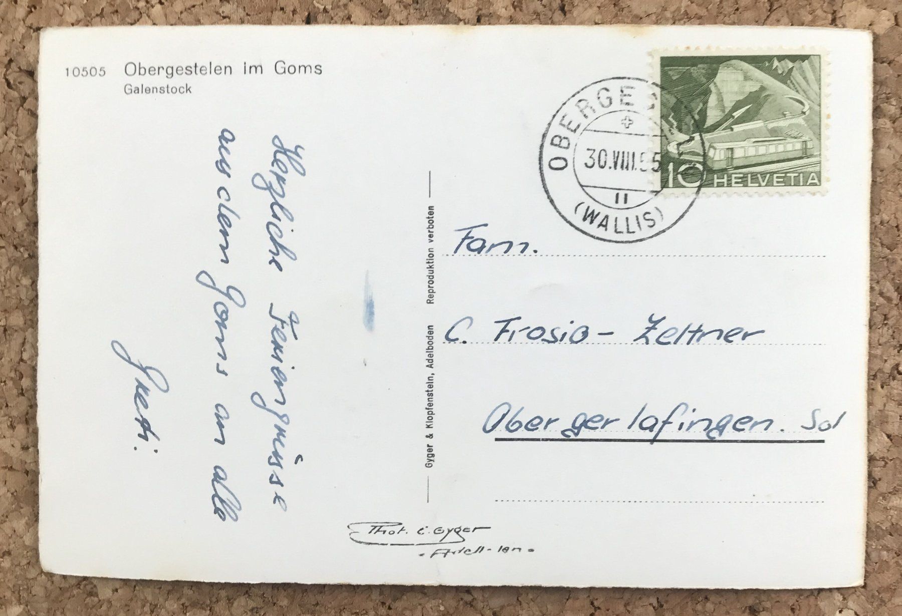 Cartoline postali: ANSICHTSKARTE OBERGESTELEN IM GOMS – Usato da Ostermundigen venduto da wini63 1