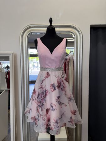 Rosa geblümtes Sommerkleid - Größe 36