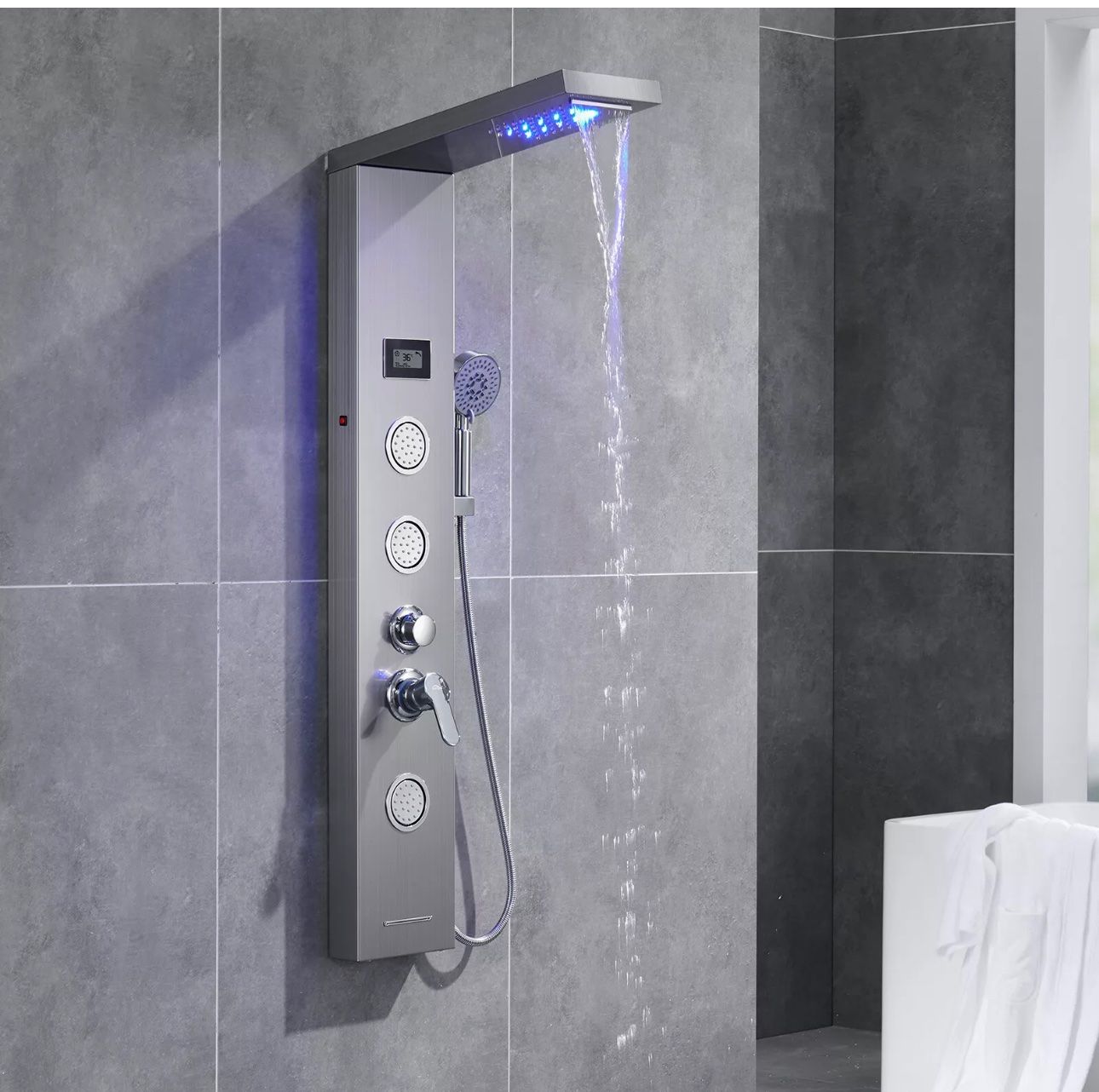 Docce: + Duschpaneel Edelstahl Duschset Duschsäule Regendusche – Nuovo e nell'imballaggio originale da Amriswil venduto da JaJa-Express 1
