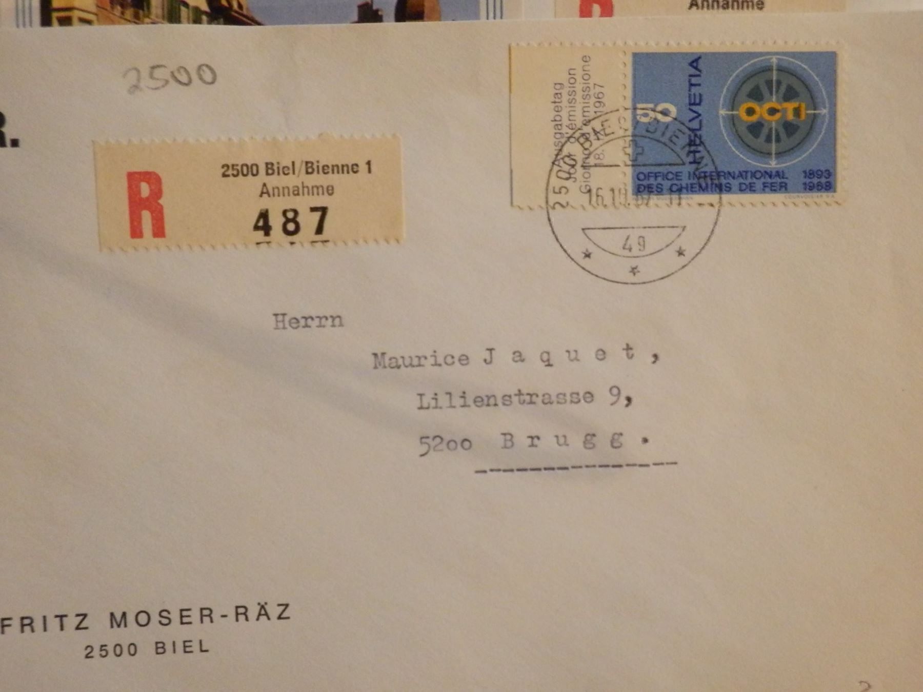 Alle Briefmarken: Lot mit 6 Bedarfsbriefen, Biel / Bienne – Gebraucht aus Ueberstorf von dinbau 2