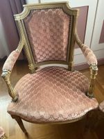 Antiker Stuhl Louis XVI Stil Rosen-Samt 5 Stück
