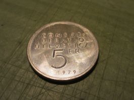 5 Fränkler Münze, 1979, mit Albert Einstein, Top!