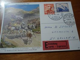 Karte Tag der Briefmarke 1942 Genf, französische Karte,