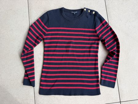 Pull marin Week End à la Mer rayé bleu rouge taille 40 F, 38