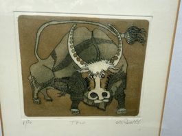 Zeichnung signiert De Rossi 87 "Toro" - 46x57cm