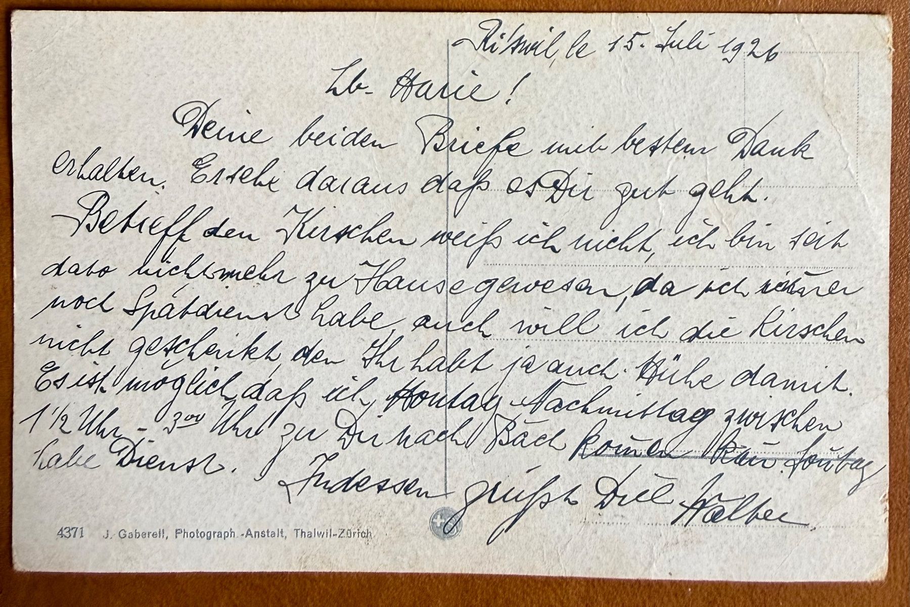Cartoline postali: Unterseen - Photo Gaberell 1926 – Usato da Lutry venduto da Ediego 1