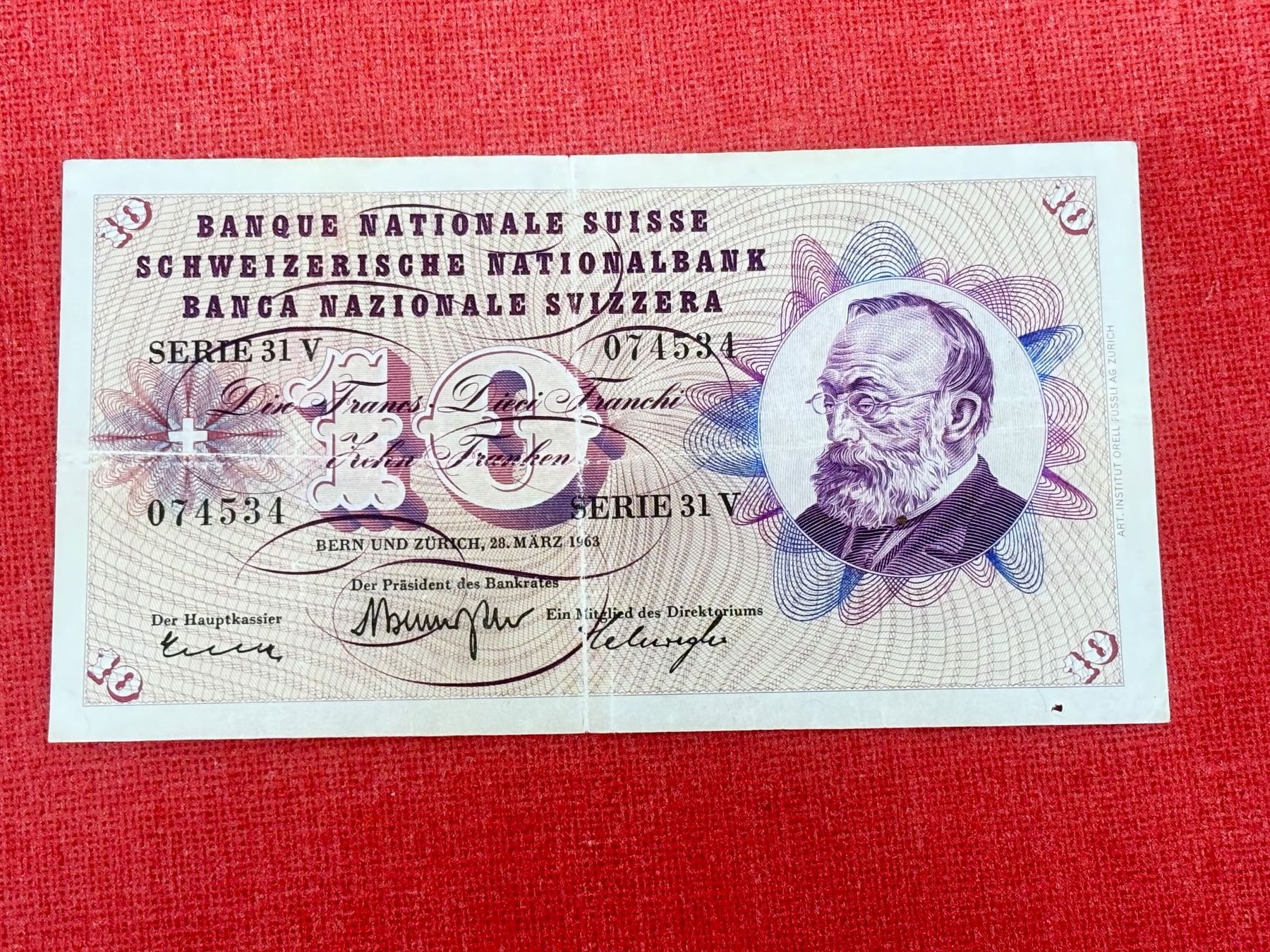 Banconote: 10 Franken Banknote 1963  gebraucht – Usato da Ormalingen venduto da digital09
