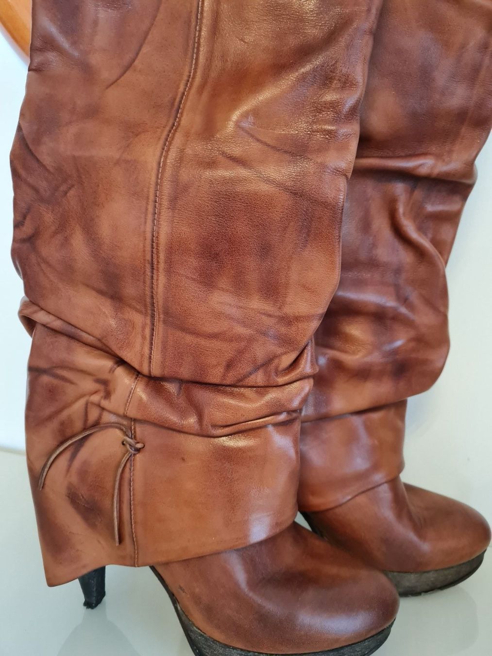 Scarpe da donna: DAMEN STIEFEL EXTRAVAGANT LEDER GR.40 FOLD-OVER BOOTS – Usato da Steg im Tösstal venduto da goldlionfree 1