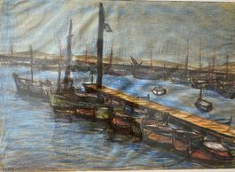 Henry Goetz Hafen 49 x 60 cm Ölkreide / Papier