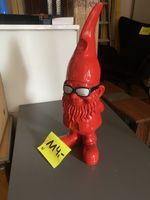 Gartenzwerg rot mit Brille Dekoration neu