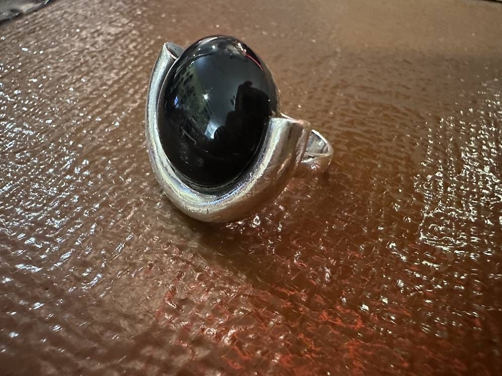 Anelli: Schlichter Silberring mit Onyx - Markant und stilvoll – Usato da Obernau venduto da Arche_Noah_Brocki 2