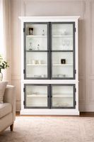 Elegante Vitrine in Weiß & Grau – Klassischer Landhausstil