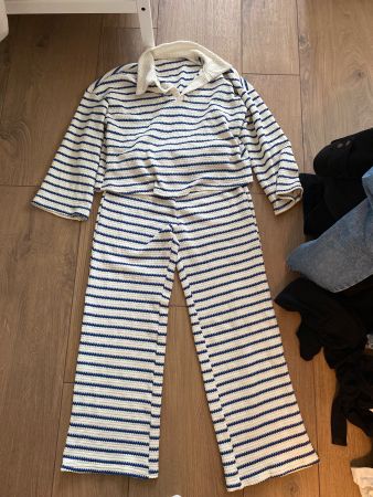 Set Streifen Hose & Oberteil weiss-blau Gr.S