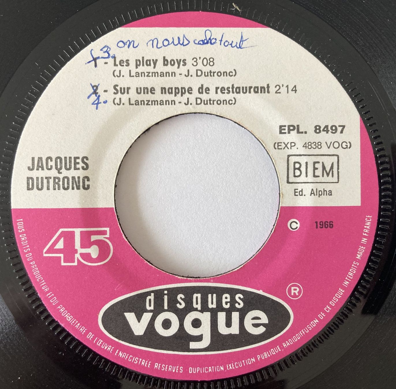 Dischi in vinile: JACQUES DUTRONC - LES PLAY BOYS – Usato da Bottens venduto da hotter-than-hell 3