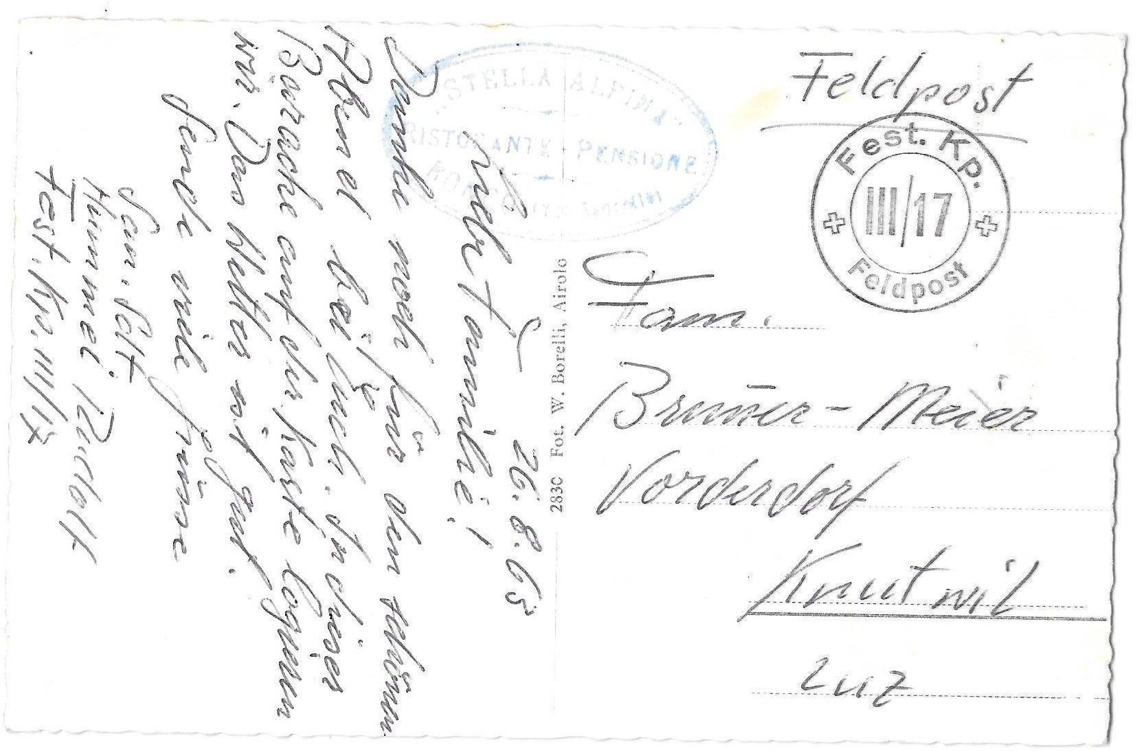 Cartoline postali: Cios Prato Valle Bedretto Feldpoststempel – Usato da Olten venduto da clotaldi 1
