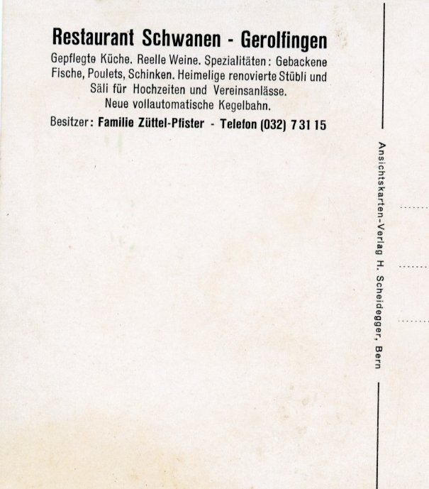 Cartoline postali: Gerolfingen   BE  -  Restaurant "Schwanen"   /  Autos – Usato da Brig venduto da Valcards54 1