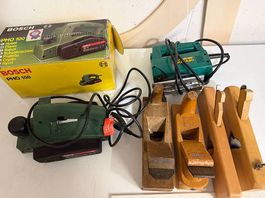 Bosch Hobelmaschine, Metabo Stichsäge, 4 Handhobel