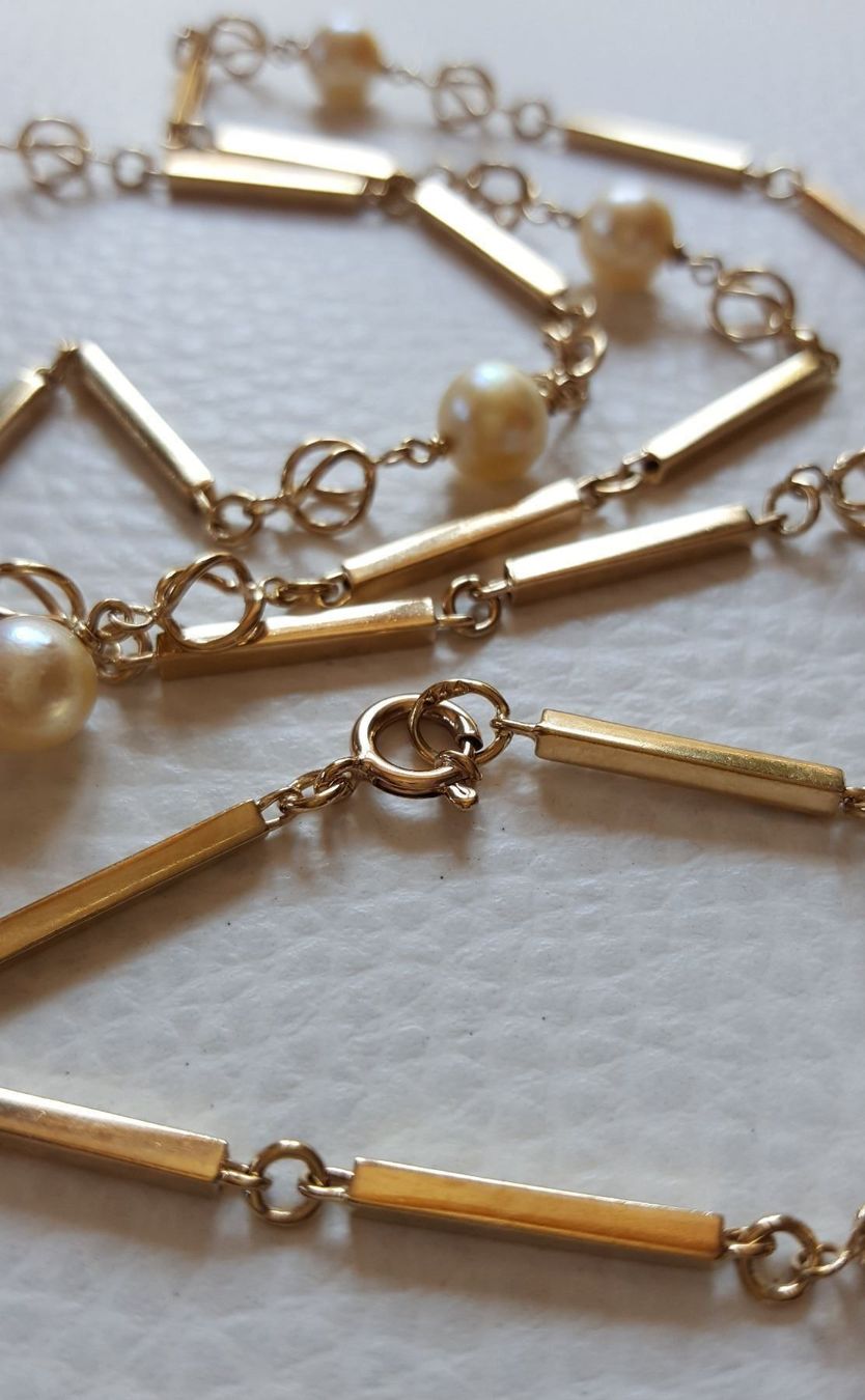 Catenine: Massiv Gold Kette mit Perlen – Usato da Wald ZH venduto da Dasilver 9